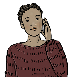Eine Frau hält ein Handy ans Ohr.