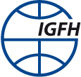 Das Logo der Internationalen Gesellschaft für erzieherische Hilfen. Eine Weltkugel mit Schriftzug IGFH