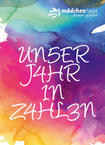 Eine Grafik im Regenbogenfarben mit der Aufschrift "Unser Jahr in Zahlen"